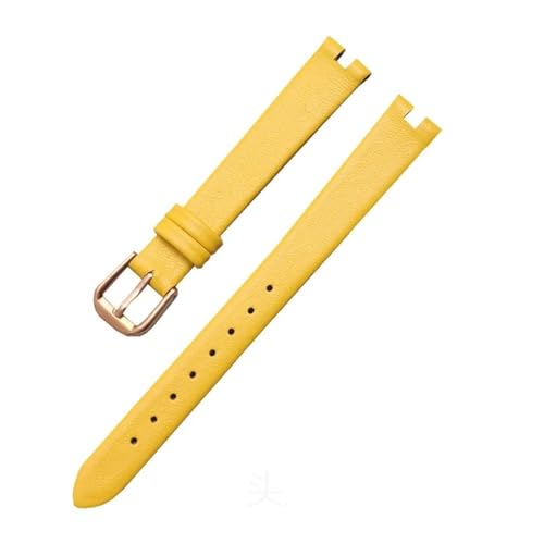 HASGTFM Leder-Uhrenarmband, passend for Tissot 1853, Kerbband, passend for Flamenco-Serie, T003-Gürtel, Damen-T009a-Armband, 8 mm, 10 mm, 12 mm(Yellow-rosegold,12mm) von HASGTFM