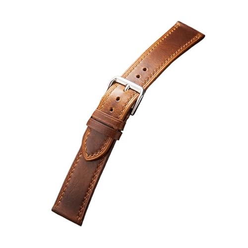 HASGTFM Leder Uhrenarmband 18mm 19mm 20mm 21mm 22mm Ölwachs Verfärbung Gürtel Business Retro Uhrenarmbänder(Brown 2,19mm) von HASGTFM