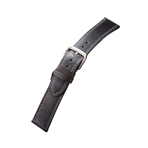 HASGTFM Leder Uhrenarmband 18mm 19mm 20mm 21mm 22mm Ölwachs Verfärbung Gürtel Business Retro Uhrenarmbänder(Dark Gray,22mm) von HASGTFM