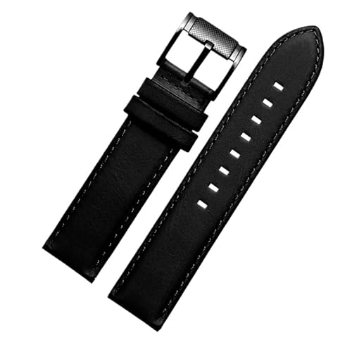 HASGTFM Leder Uhrengürtel Straight End Uhrenarmband Damen 4 Farben Armband Leder Herren Vintage Uhrenkette 20 22 mm(Black black,18mm) von HASGTFM