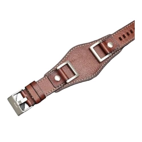 HASGTFM Leder passend for Fossil JR1157 Armband 24 mm Herren-Uhrenarmband Lederarmband Retro-Stil(Brown silver buckle) von HASGTFM