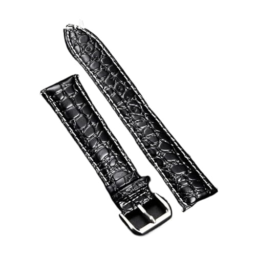 HASGTFM Lederarmband, weiches Material, Uhrenarmband, 16 mm, 18 mm, 20 mm, 22 mm, 24 mm, passend for Damen und Herren, Uhrenzubehör(Black(White line),22mm) von HASGTFM