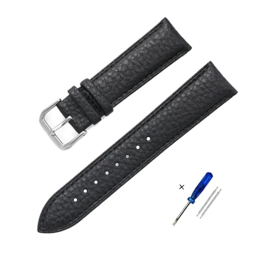 HASGTFM Lederarmband 12mm 14mm 16mm 18mm 20mm 22mm Riemen for Männer Frauen Uhr Casual Armband Handgelenk Band Uhrenzubehör(Black,14mm) von HASGTFM