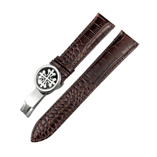 HASGTFM Lederarmband 19 mm 20 mm 21 mm 22 mm passend for Patek Philippe 5146 5396 Schwarzbraunes Uhrenarmband(Brown-Silver,21MM_HIGH QUALITY) von HASGTFM