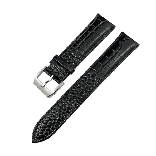 HASGTFM Lederarmband 19mm 20mm 21mm 22mm Passend for Omega Passend for Tissot Passend for Longines Passend for Tudor Passend for CITIZEN Muster Schwarz Braun Uhrenarmband(Black Style 1,22MM_SILVER BUC von HASGTFM