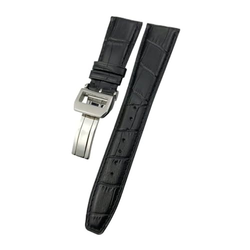 HASGTFM Lederarmband 20 mm 21 mm 22 mm, passend for IWC PORTUGIESER, passend for PORTOFINO, klassische Textur, schwarz-blaues Rindsleder-Uhrenarmband(White Black,21mm) von HASGTFM