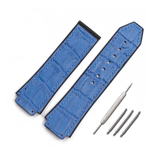 HASGTFM Lederarmband Herrenuhr Zubehör 19 mm x 25 mm Kautschukarmband Damen geeignet Passend for wasserdichtes Outdoor-Sportarmband der HUBLOT-Serie(Blue,19mmx25mm) von HASGTFM