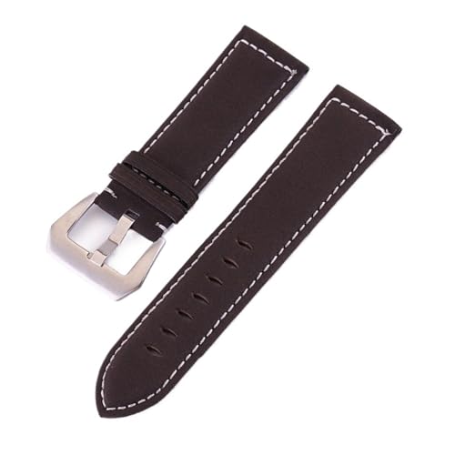 HASGTFM Lederarmband Männer Frauen Uhrenarmband 18 MM 20 MM 22 MM 24 MM Armbanduhr Armband Schwarz Braun Blau Uhrenarmbänder Armband Metallschnalle(Dark brown,20mm) von HASGTFM