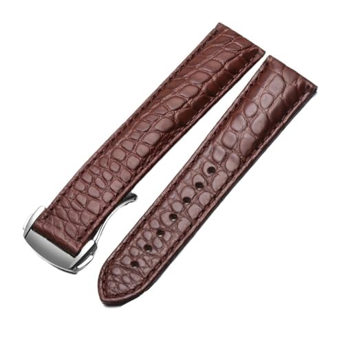 HASGTFM Lederarmband im Herren- und Damenstil, passend for Omega, passend for Seahorse Deville Uhrenarmband 18 mm, 19 mm, 20 mm(Brown-silver,18mm) von HASGTFM