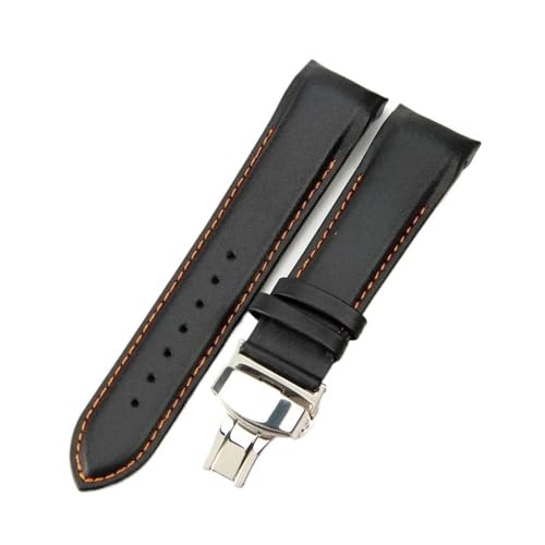 HASGTFM Lederarmband passend for Philippe Aquanaut Tissot 1853 passend for Couturier T035410a T035617a Uhrenarmband-Zubehör 22 23 24 mm(BlackOrange-steel-B1,22mm) von HASGTFM