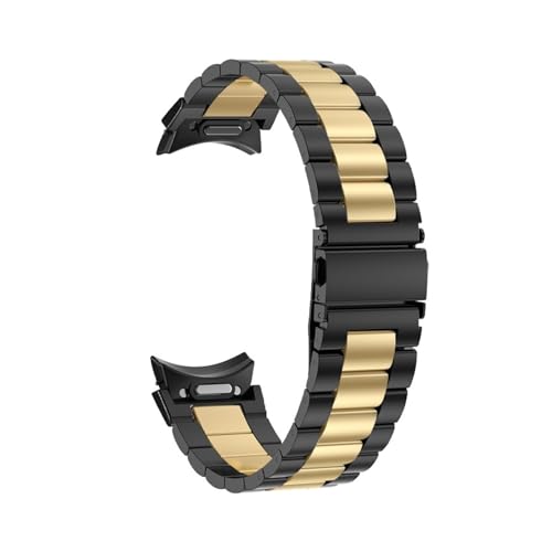 HASGTFM Lückenloses Armband passend for Samsung Galaxy Watch 4 5 6 40 mm 44 mm 6 Classic 43 mm 47 mm Band, Schnellmontage, Edelstahlarmband, Uhr 5Pro 45(BlackGold,Galaxy Watch 6) von HASGTFM