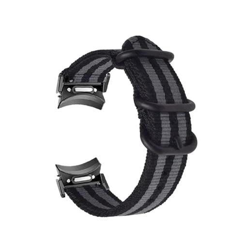 HASGTFM Lückenloses Armband passend for Samsung Galaxy Watch 6 Classic 43 mm 47 mm 6 5 4 44 mm 40 mm Nylonband passend for 4 Classic 42 46 mm 5Pro 45 mm Armband(Black grey-B,Galaxy Watch 6 5 4) von HASGTFM