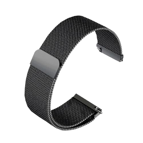 HASGTFM Magnetische Passform for Milanaise-Mesh-Armband, Edelstahl-Uhrenarmband 12 14 16 18 20 22 mm, Herren/Damen, Schnellverschluss, atmungsaktive Uhrenkette(Black,22mm) von HASGTFM