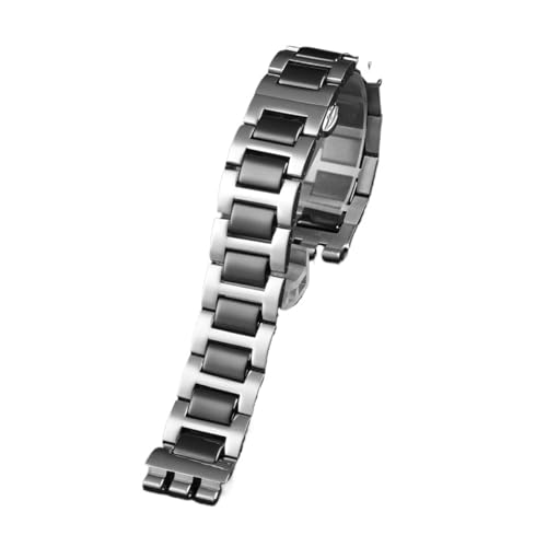 HASGTFM Metall Edelstahl Armband Armband Fit for Swatch YGS749G YCS Yas YGS IRONY Keramik Männer Frauen Uhr Kette Riemen 17mm 19mm 21mm(SWQ-02-black,19mm) von HASGTFM