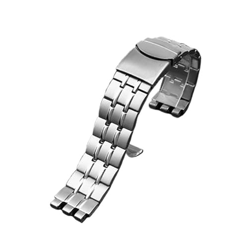 HASGTFM Metall Edelstahl Armband Armband Fit for Swatch YGS749G YCS Yas YGS IRONY Keramik Männer Frauen Uhr Kette Riemen 17mm 19mm 21mm(SWQ-G27-silver,21mm) von HASGTFM