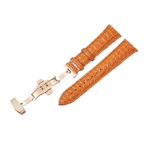 HASGTFM Muster Design Leder Armband 18mm 20mm 22mm 24mm Frauen Männer Ersatz Gürtel Uhr Zubehör Handgelenk Riemen(Rose gold orange,18mm) von HASGTFM