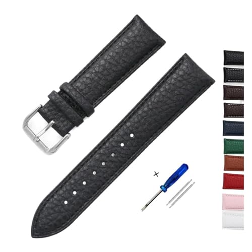 HASGTFM Muster Design Leder Uhrenarmband 12mm 14mm 16mm 18mm 20mm 22mm Armband Uhren Zubehör ersetzen Mann Frau Armband(Black,20mm) von HASGTFM