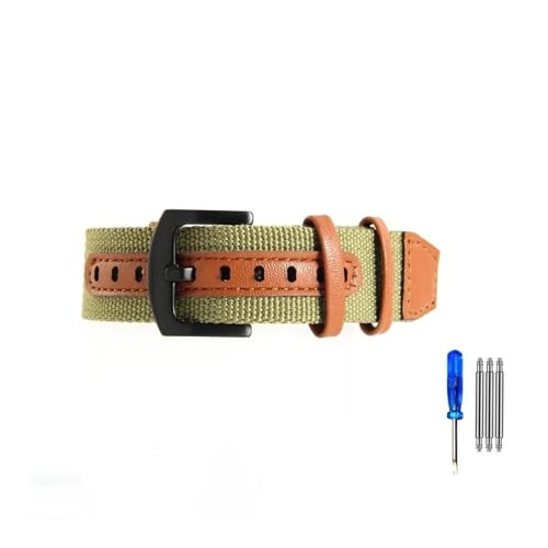 HASGTFM Nylon-Uhrenarmbänder, passend for Rolex, passend for Seiko, passend for Hamilton, passend for Omega, Khaki Field, Retro-Armband, 20–22 mm(Army green-Black,20mm) von HASGTFM