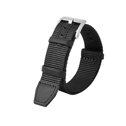 HASGTFM Nylon-Uhrenarmband passend for HAMILTON Khaki Field H69439931 H69439411 passend for Seiko passend for T-imex Armband Marke Freizeit-Uhrenarmbänder 20 mm 22 mm(Black silver clasp,22mm) von HASGTFM