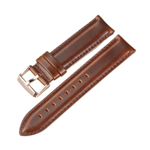 HASGTFM Öl Wachs Leder Uhrenarmband 18mm 20mm 22mm Schnellverschluss Uhrenarmbänder Uhrenarmbänder Gürtel mit solider Schnalle(Brown(rose gold),20mm) von HASGTFM