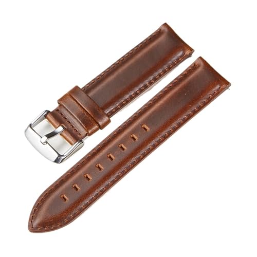 HASGTFM Öl Wachs Leder Uhrenarmband 18mm 20mm 22mm Schnellverschluss Uhrenarmbänder Uhrenarmbänder Gürtel mit solider Schnalle(Brown(silver),20mm) von HASGTFM