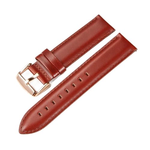 HASGTFM Öl Wachs Leder Uhrenarmband 18mm 20mm 22mm Schnellverschluss Uhrenarmbänder Uhrenarmbänder Gürtel mit solider Schnalle(Red brown(rose gold),18mm) von HASGTFM