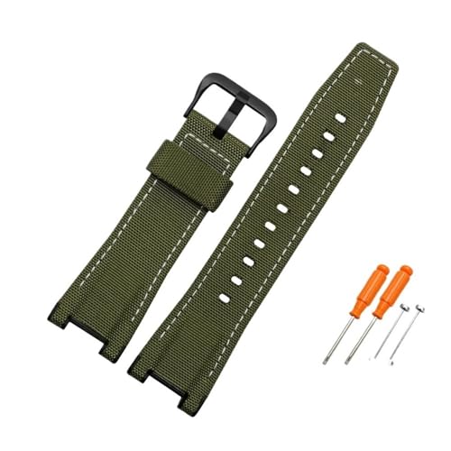 HASGTFM Passend for G-SHOCK GST-210D/S100D/S110D/W110D/W300 Leder Nylon Canvas Uhrenarmband Schwarz Braun Gelb Herrenarmband(Green-black) von HASGTFM