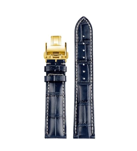 HASGTFM Passend for Longines Masters Collection L3 L4 L2.628/L2.673 Uhrenarmband Lederschnalle Armband 19 20 21 mm Armband(Blue Gold,21mm) von HASGTFM