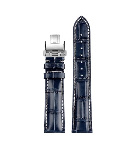 HASGTFM Passend for Longines Masters Collection L3 L4 L2.628/L2.673 Uhrenarmband Lederschnalle Armband 19 20 21 mm Armband(Blue Silver,21mm) von HASGTFM
