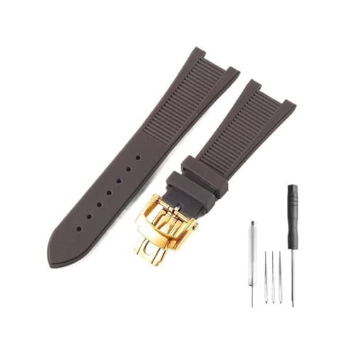 HASGTFM Passend for Patek Philippe Sport Elegance 5726/5711/5712 Nautilus Series Silikon-Uhrenarmband-Zubehör 25 x 13 mm(Brown-GD-Z21) von HASGTFM