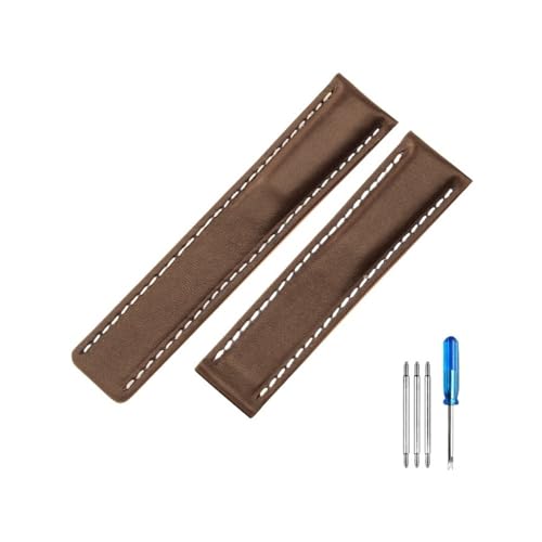 HASGTFM Passend for Piloten der Breitling-Serie, passend for italienische Avengers, passend for Air Timing, passend for Ocean Culture, passend for Lederarmband 22/24 mm(Coffee(PW)-No buckle,22mm) von HASGTFM