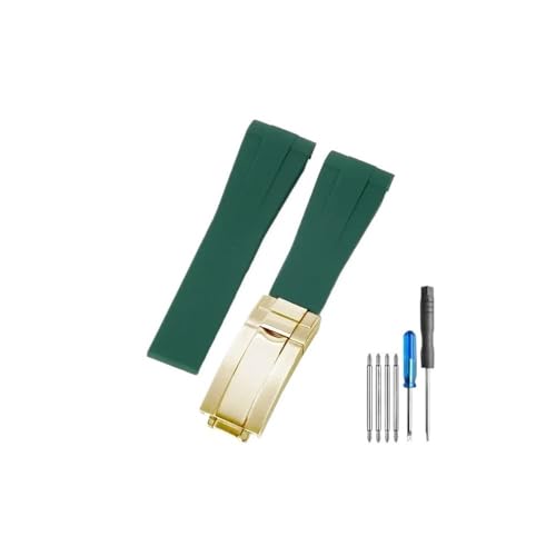 HASGTFM Passend for Rolex 20 21 mm Black Water Ghost Kautschukarmband Passend for GMT Submariner Massive Edelstahl-Faltschließe Silikon-Uhrenarmbänder(Green-All gold-Z9) von HASGTFM