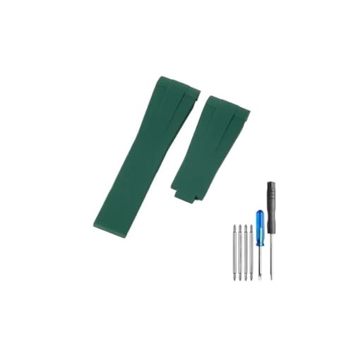 HASGTFM Passend for Rolex 20 21 mm Black Water Ghost Kautschukarmband Passend for GMT Submariner Massive Edelstahl-Faltschließe Silikon-Uhrenarmbänder(Green-No buckle) von HASGTFM
