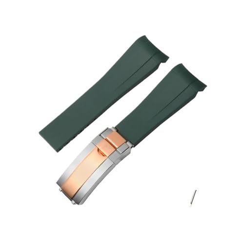 HASGTFM Passend for Rolex Gummi-Uhrenarmband männlich ditongna Green Water Ghost Diver grünes Silikon-Uhrenarmband 20/21 mm(Green-Room rose) von HASGTFM