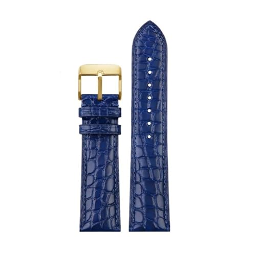 HASGTFM Passend for jedes luxuriöse Armband aus weichem, blauem Leder mit Verschluss for 18-, 20- und 22-mm-Herrenarmband(Blue gold Pin,22mm) von HASGTFM