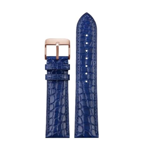 HASGTFM Passend for jedes luxuriöse Armband aus weichem, blauem Leder mit Verschluss for 18-, 20- und 22-mm-Herrenarmband(Blue rosegold Pin,20mm) von HASGTFM