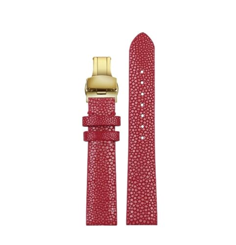 HASGTFM Perlenfischhaut-Uhrenarmband, geeignet for Longines, passend for FIYTA/Fit for EBOHR 718864, 718964, 718874, Damen-Uhrenkette, Rot, 16 mm(Red gk bk) von HASGTFM