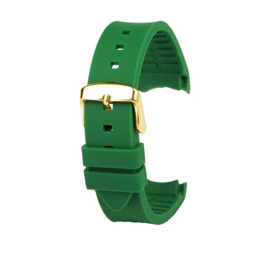 HASGTFM Silikon-Gummi-Uhrenarmband, 20 mm, 23 mm, Arc-Schnittstelle, weich, schwarz, rot, Herren- und Damenarmband, passend for GUC GC G-TIMELESS YA1264065 YA126487(Green-G pin,23mm) von HASGTFM