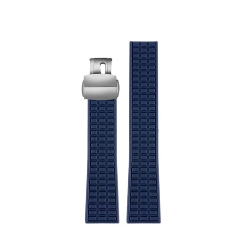 HASGTFM Silikonkautschuk-Uhrenarmband, 21 mm, kariert, Schwarz, Blau, Braun, Herrenarmband, passend for Patek Philippe Aquanaut 5164A, 5167A, 5168A(Blue-Silver) von HASGTFM