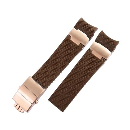 HASGTFM Silikonkautschuk-Uhrenarmband, 22 mm, Arc-Schnittstelle, Schwarz, Braun, Blau, Tauchen, nautisches Herrenarmband, passend for Ulysse Nardin 263(A Brown-Gold) von HASGTFM