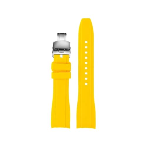 HASGTFM Silikonkautschuk-Uhrenarmband passend for CASIO EFR-303L EFR-303D EFR-304 22 mm gebogenes Ende, schwarz, blau, orange, rot, gelb, weiß, Herrenarmband(Yellow-silver) von HASGTFM