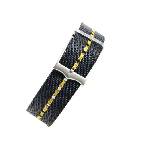 HASGTFM Strapazierfähige Nylon-Uhrenarmbänder, passend for Tudor Biwan-Serie, kleine rote Blume, passend for Omega, passend for Rolex, Canvas-Jacquard-Strickuhr-Zubehör, 20–22 mm(Blue yellow-Steel,22m von HASGTFM