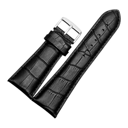 HASGTFM Uhrenarmband 23 mm 24 mm 26 mm 28 mm große Breite Schwarz Braun Herren Lederarmband Armbänder(2 Black-silver,28mm) von HASGTFM