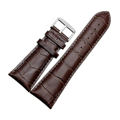 HASGTFM Uhrenarmband 23 mm 24 mm 26 mm 28 mm große Breite Schwarz Braun Herren Lederarmband Armbänder(2 Brown-silver,21mm) von HASGTFM