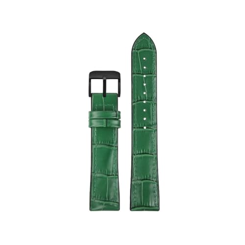 HASGTFM Uhrenarmband aus Leder mit Silikonkautschuk-Unterseite, 19, 20, 21, 22 mm, universelles Armband for Herren und Damen in Schwarz, Braun, Dunkelblau(Green-B pin,21mm) von HASGTFM