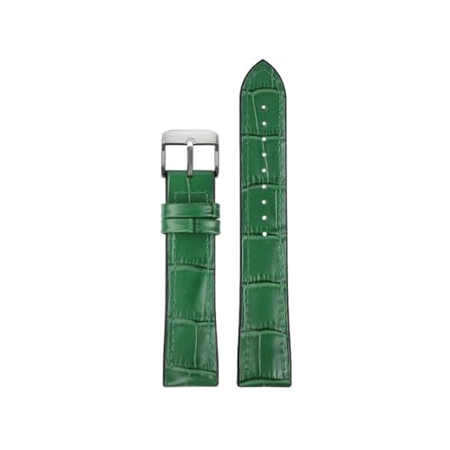 HASGTFM Uhrenarmband aus Leder mit Silikonkautschuk-Unterseite, 19, 20, 21, 22 mm, universelles Armband for Herren und Damen in Schwarz, Braun, Dunkelblau(Green-S pin,20mm) von HASGTFM