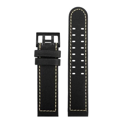 HASGTFM Uhrenarmband mit Nylonboden, 20 mm, 22 mm, atmungsaktiv, schwarze weiße Linien, passend for Hamilton KHAKI FIELD H70575733 H68401735(Black white-B pin,20mm) von HASGTFM