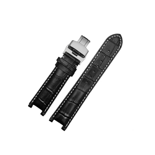 HASGTFM Uhrenarmband passend for GC 22 x 13 mm, 20 x 11 mm, gekerbtes Armband mit Edelstahl-Schnalle, Herren- und Damen-Uhrengürtel(Black white line sk,22-13mm) von HASGTFM