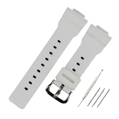 HASGTFM Uhrenzubehör Harzarmband Herren Dornschließe Gummi-Uhrenarmband Passend for Casio BABY-G BA-111 BA-110 BA-112 BA-120 Uhr mit Damen(Bright white) von HASGTFM