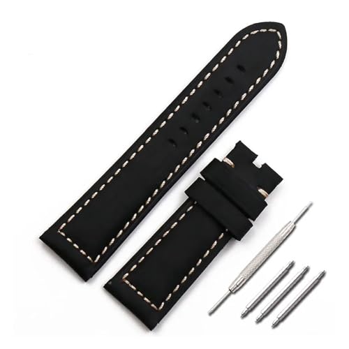 HASGTFM Uhrenzubehör Lederarmband 20mm22mm24mm26mm Outdoor-Sport wasserdichtes Lederarmband Damenarmband Herrenuhrenarmband(Black,26mm) von HASGTFM